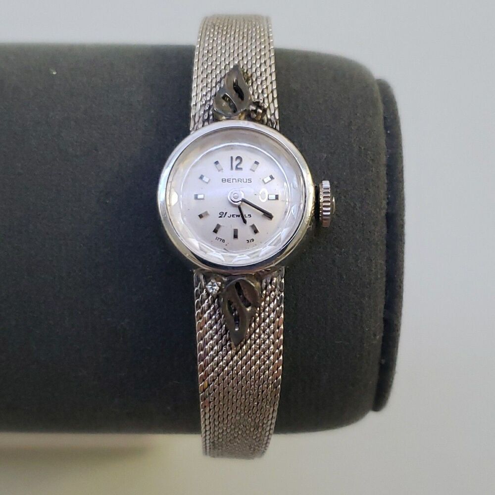 Benrus Women Watch 10k RGP Bezel 21 Jewels Mesh Band 1/20 10K.G.F. Manual Works